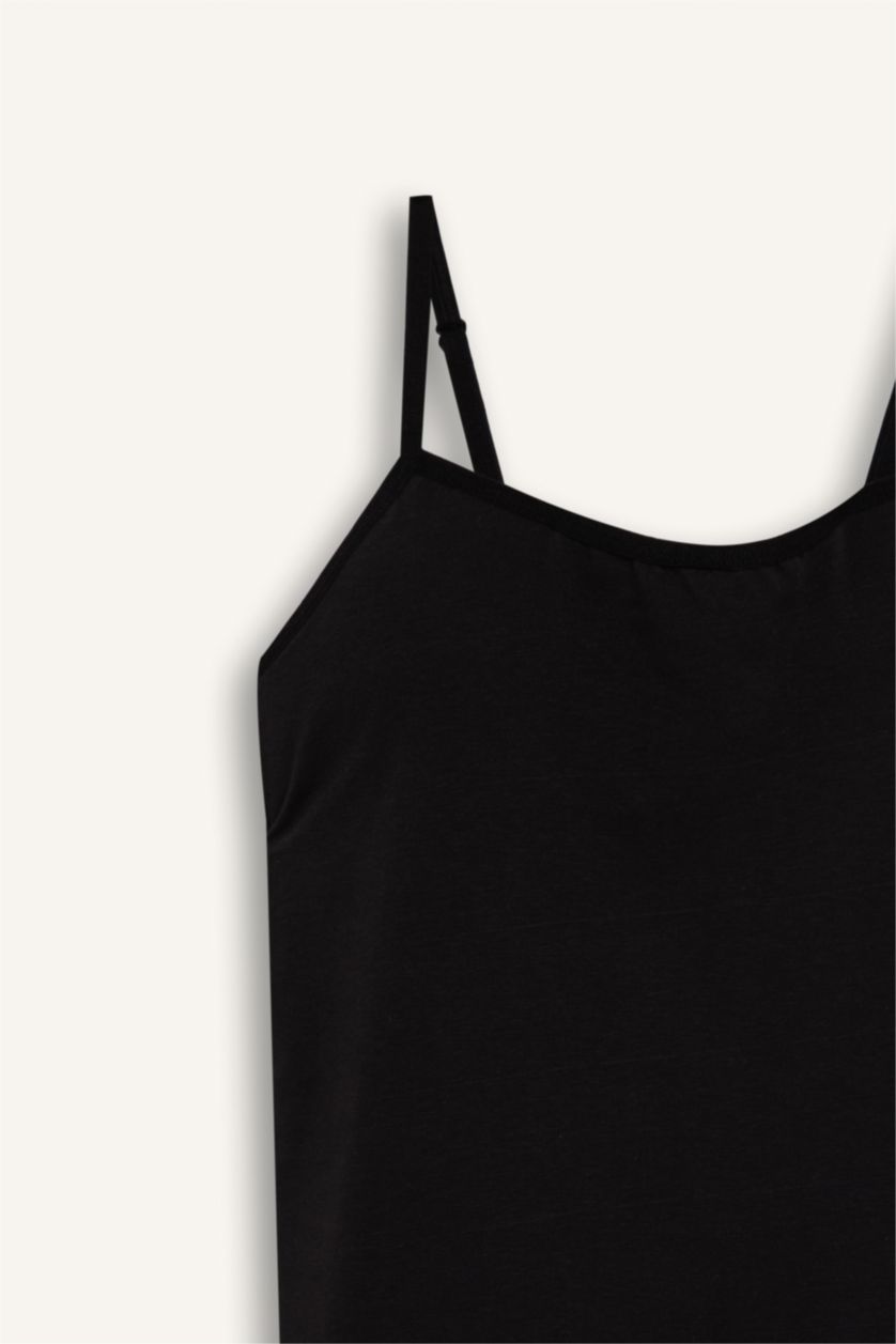 Kadın Siyah Regular Fit Pamuklu Askılı Atlet