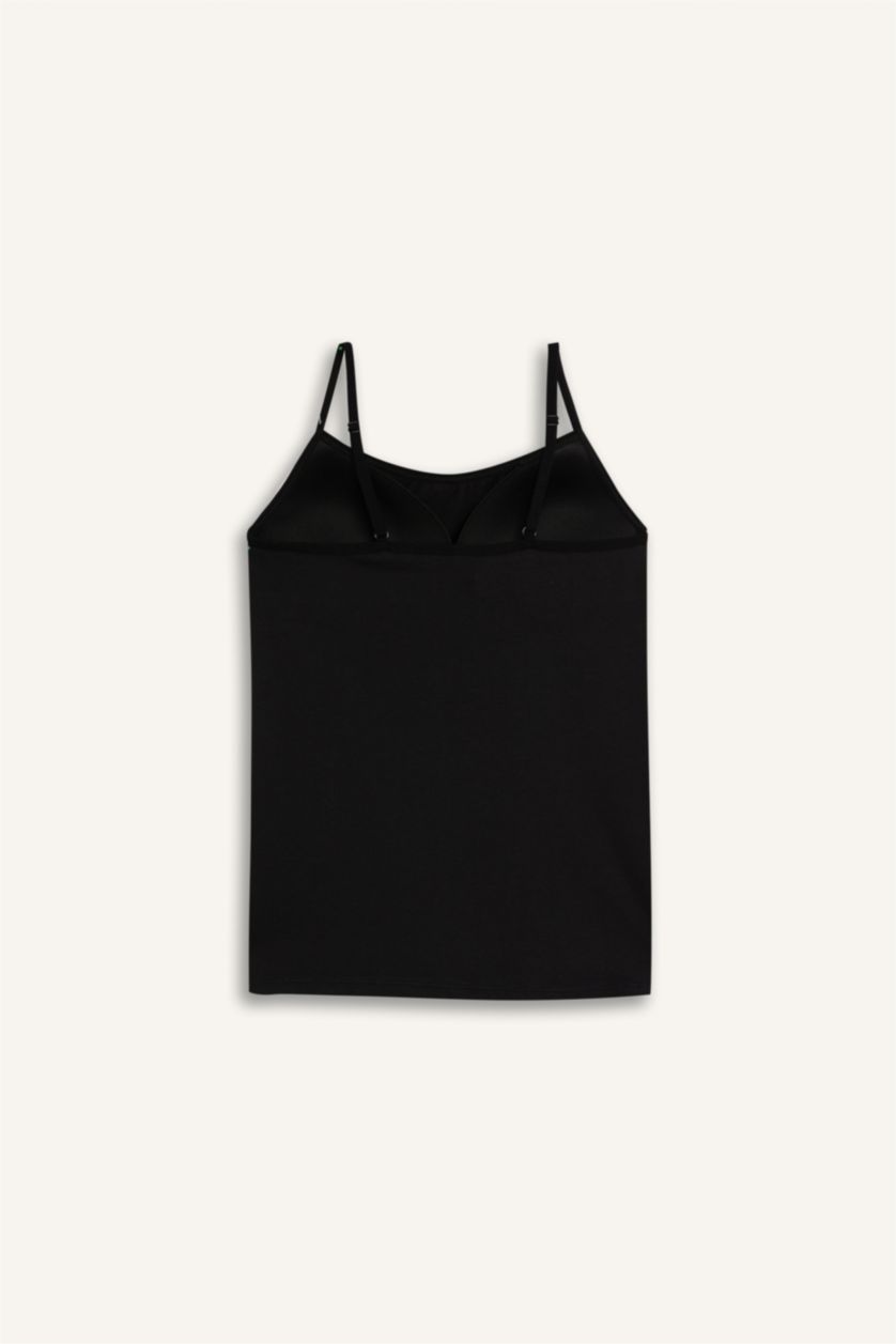 Kadın Siyah Regular Fit Pamuklu Askılı Atlet