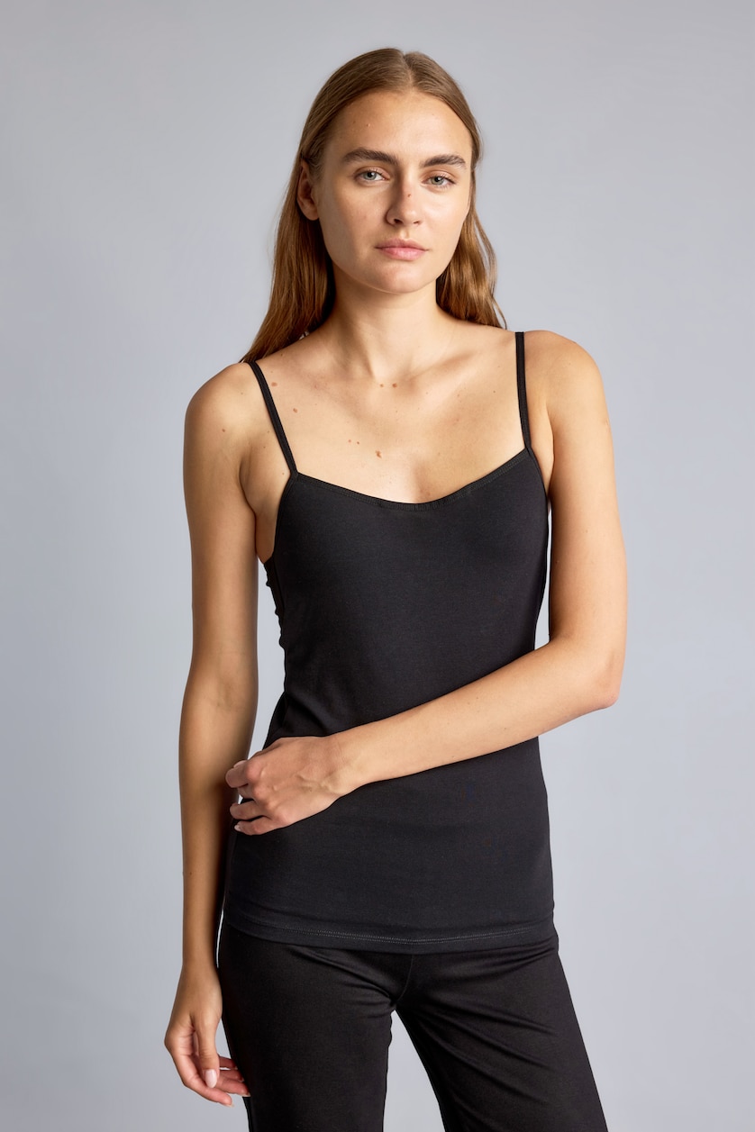 Woman Black Regular Fit Cotton Tank Top