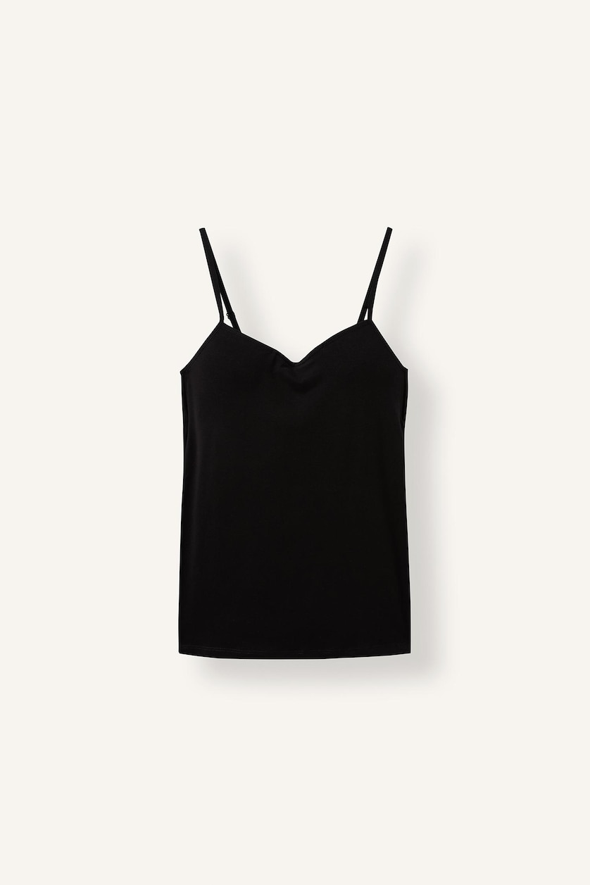 Woman Black Regular Fit Cotton Tank Top