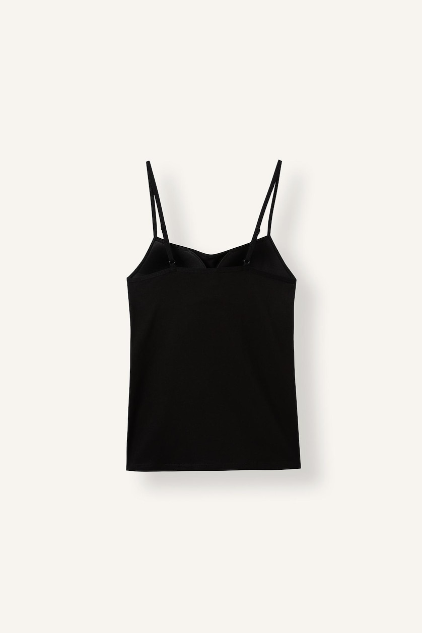 Woman Black Regular Fit Cotton Tank Top