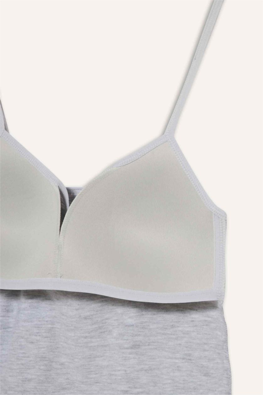 WOMAN Grey Melange Regular Fit Cotton Tank Top