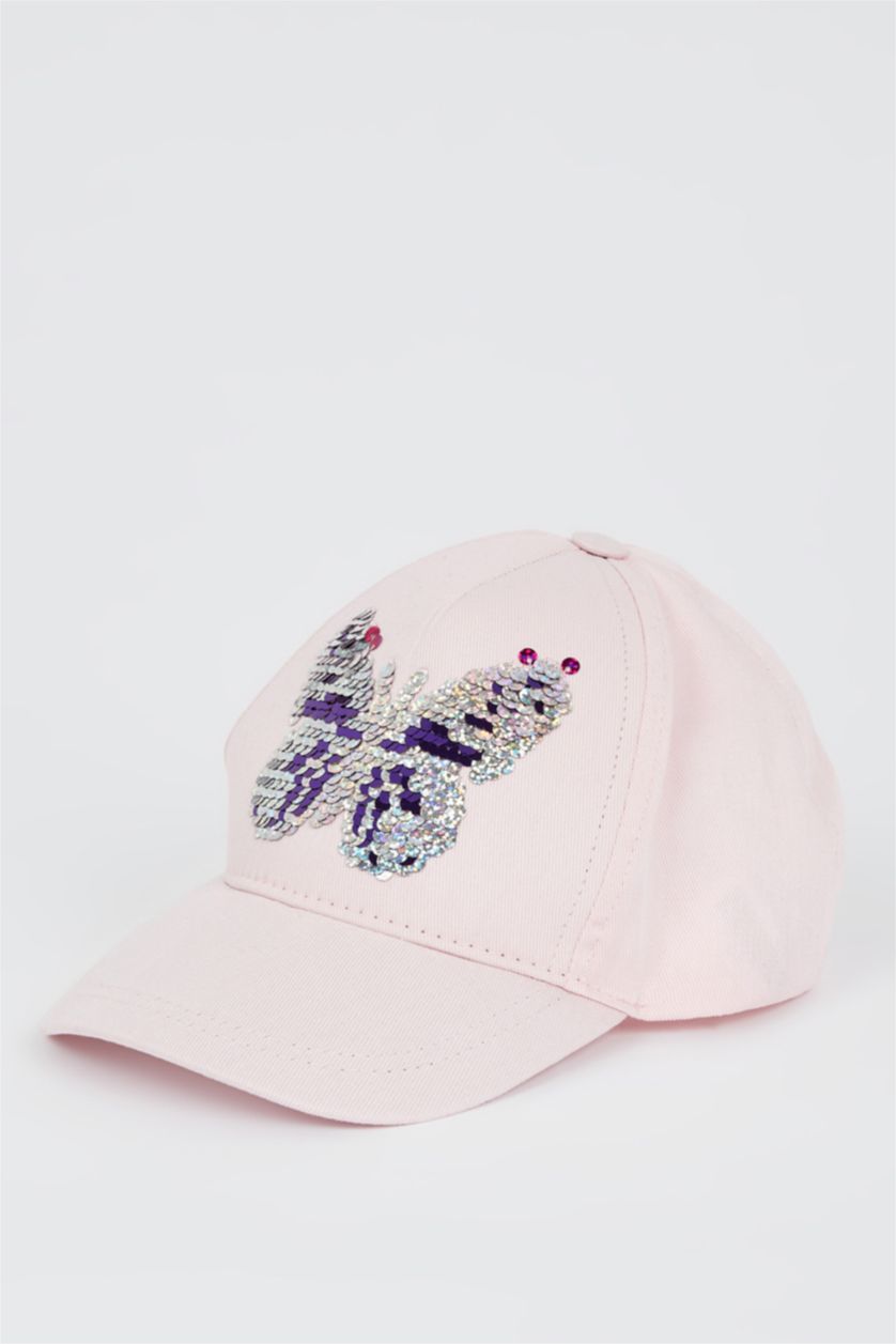GIRLS & TEENS Pink Girl's Butterfly Sequined Baseball Hat