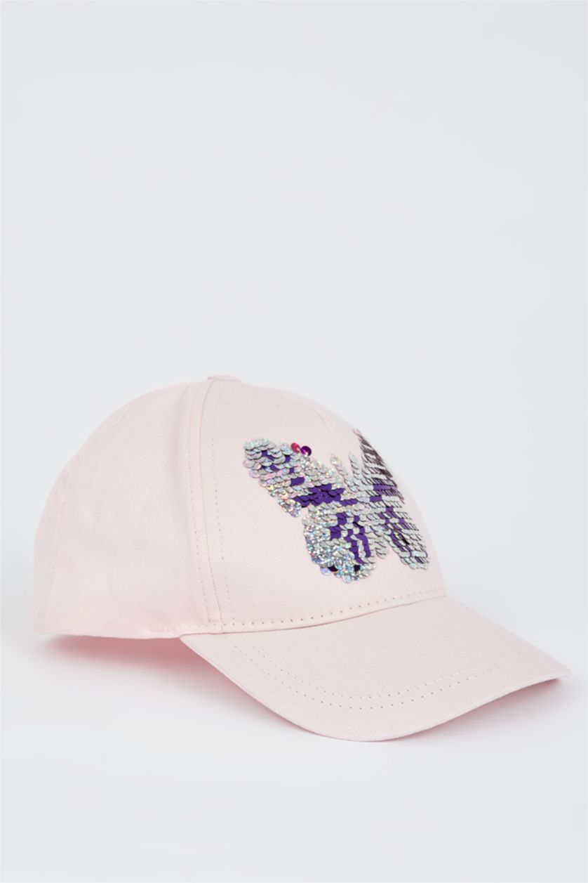 GIRLS & TEENS Pink Girl's Butterfly Sequined Baseball Hat