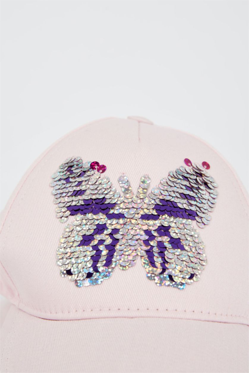 GIRLS & TEENS Pink Girl's Butterfly Sequined Baseball Hat