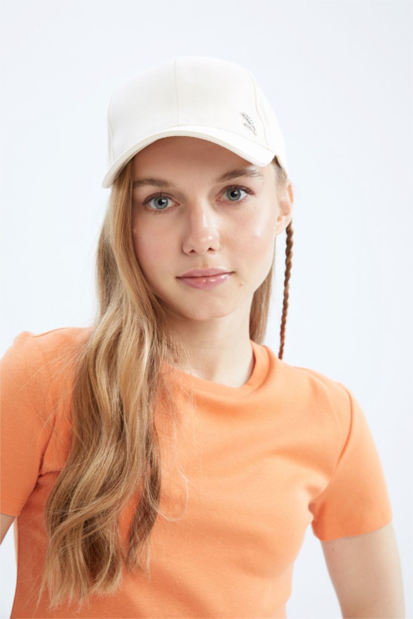 WOMAN Beige Women Defacto Fit Cotton Cap Hat