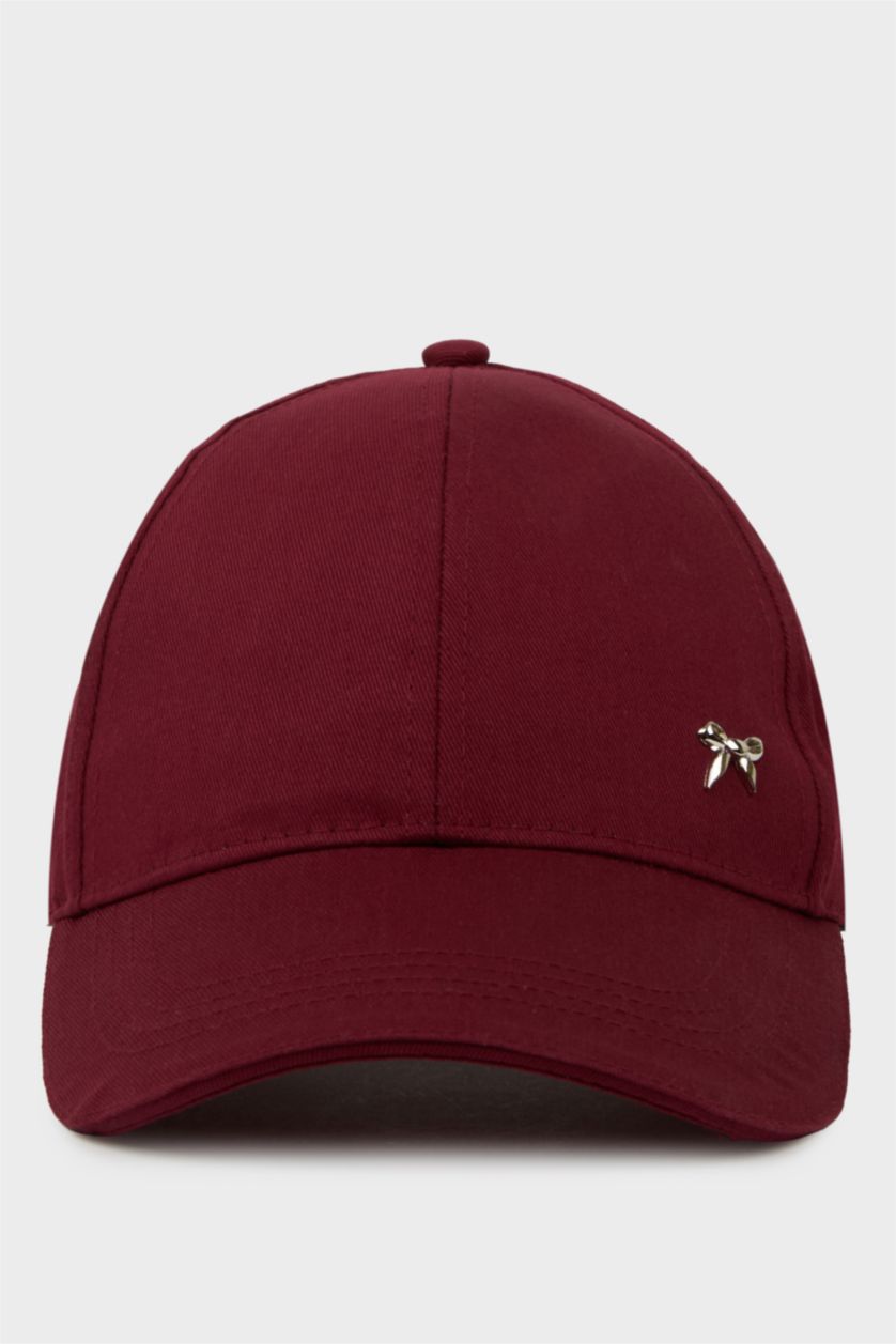 Kadın Koyu Bordo Kadın Pamuklu Cap Şapka