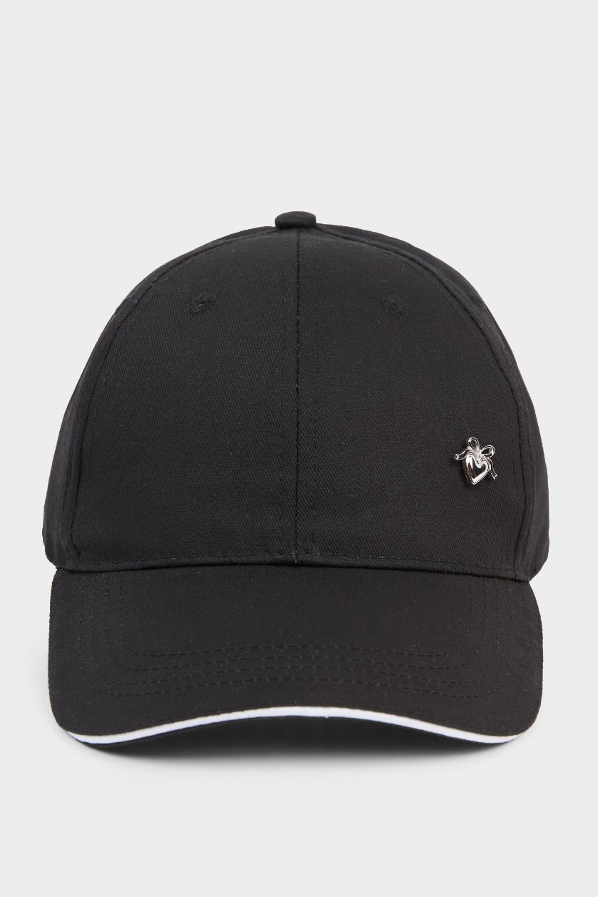 بناتي أسود قبعة كاب قطن بناتي