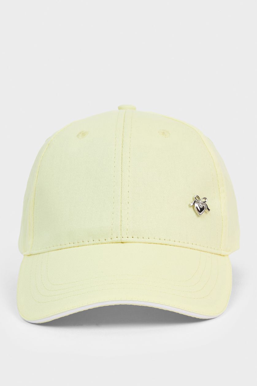 بناتي أصفر فاتح قبعة كاب قطن بناتي