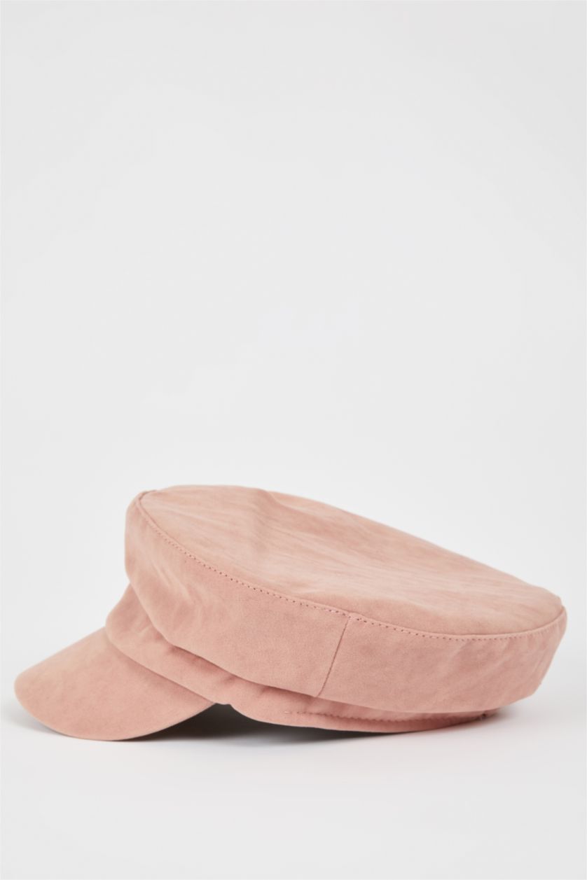 Kadın Pembe Kadın Süet Kasket Şapka