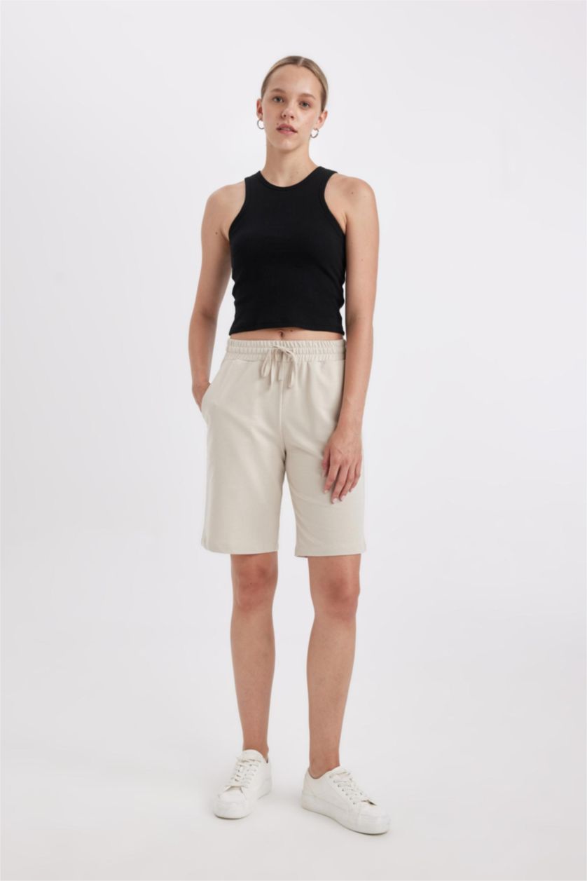 FEMME Beige Pantacourt Taille Normale Coupe Régulière