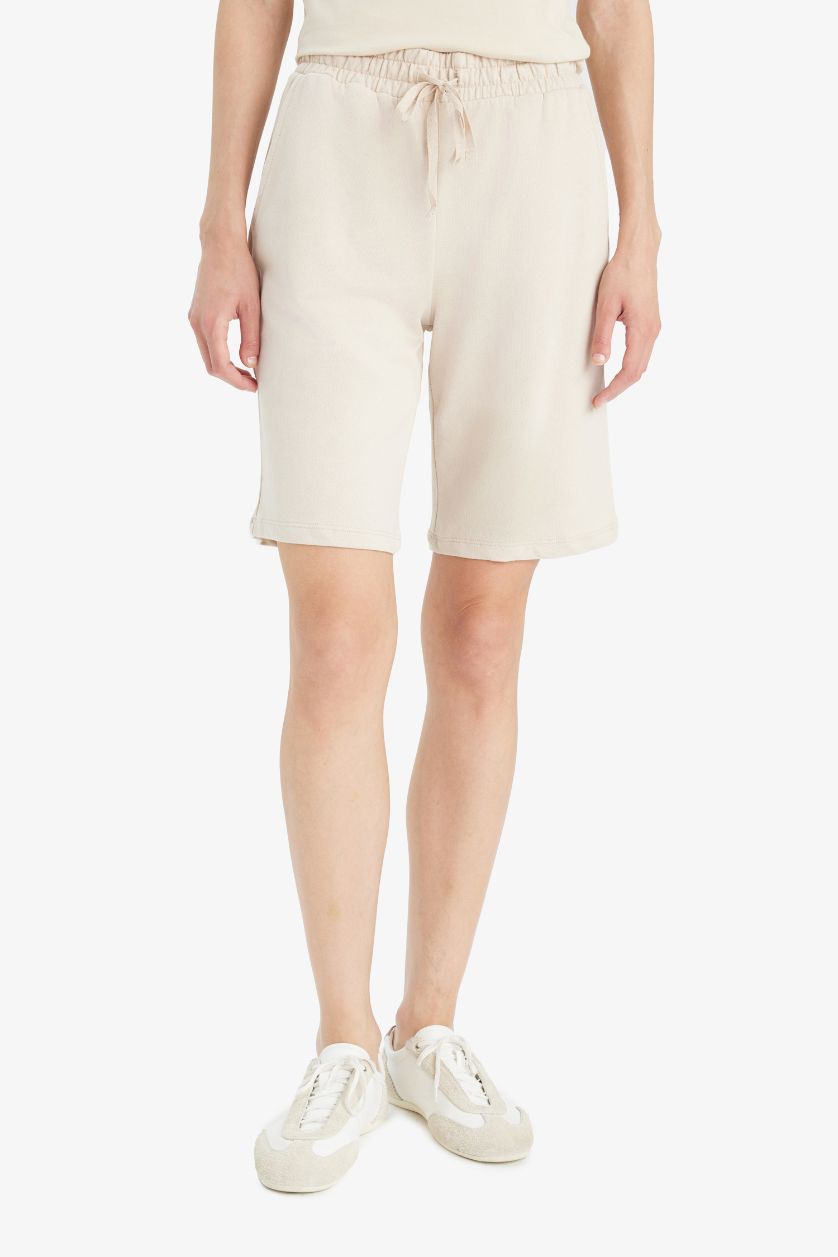 Woman Sand Regular Fit Normal Waist Straight Leg Bermuda Shorts