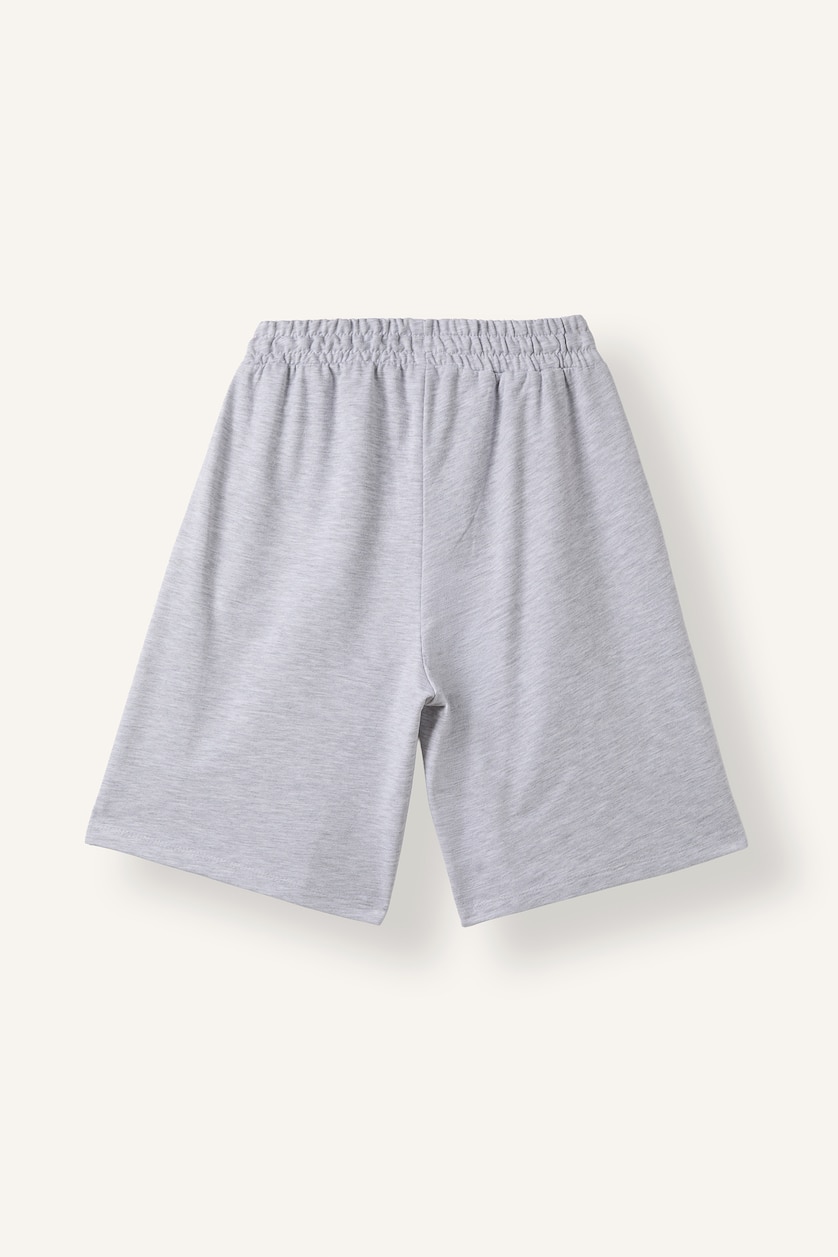 Kadın Gri Melanj Regular Fıt Sweatshirt Kumaşı Bermuda
