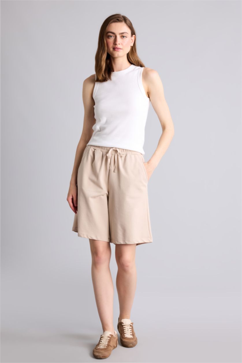 Women Beige Regular Fit Thin Sweatshirt Fabric