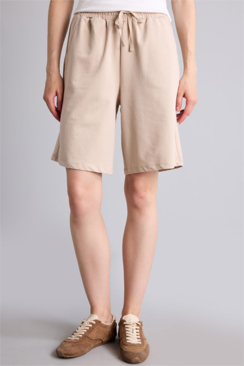Women Beige Regular Fit Thin Sweatshirt Fabric
