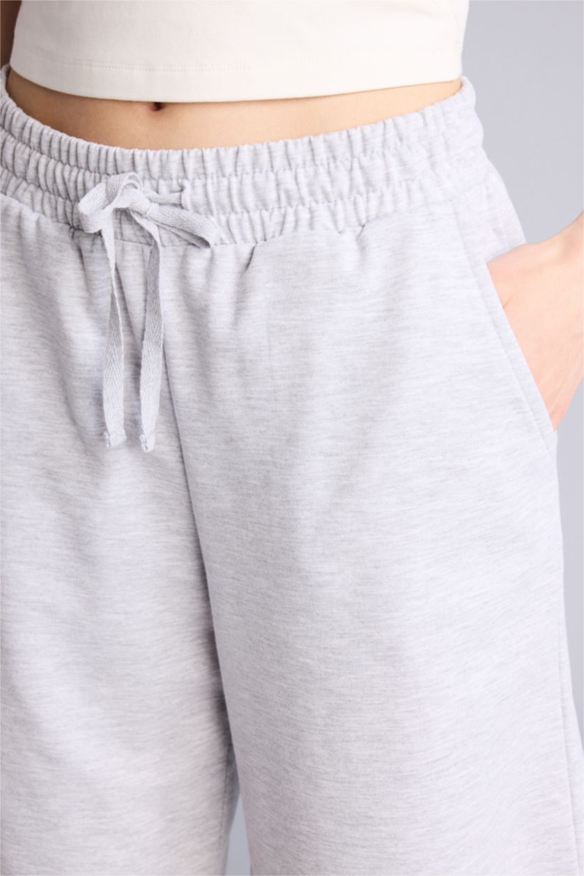 Women Grey Melange Regular Fit Thin Sweatshirt Fabric