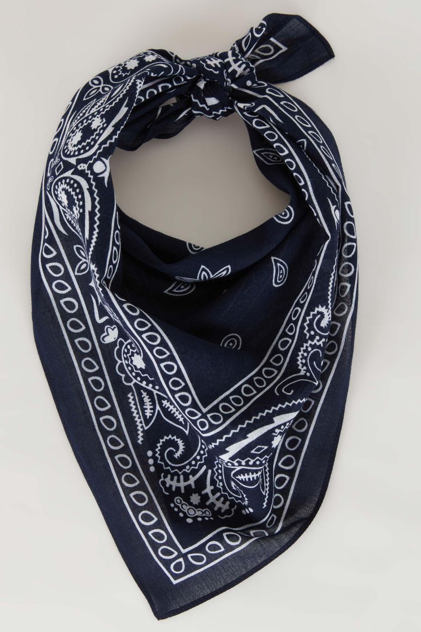 نساء كحلي باندانا نسائي قطن منقوش