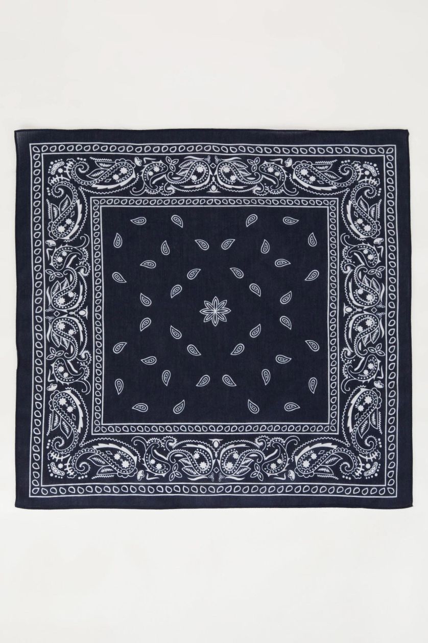 نساء كحلي باندانا نسائي قطن منقوش