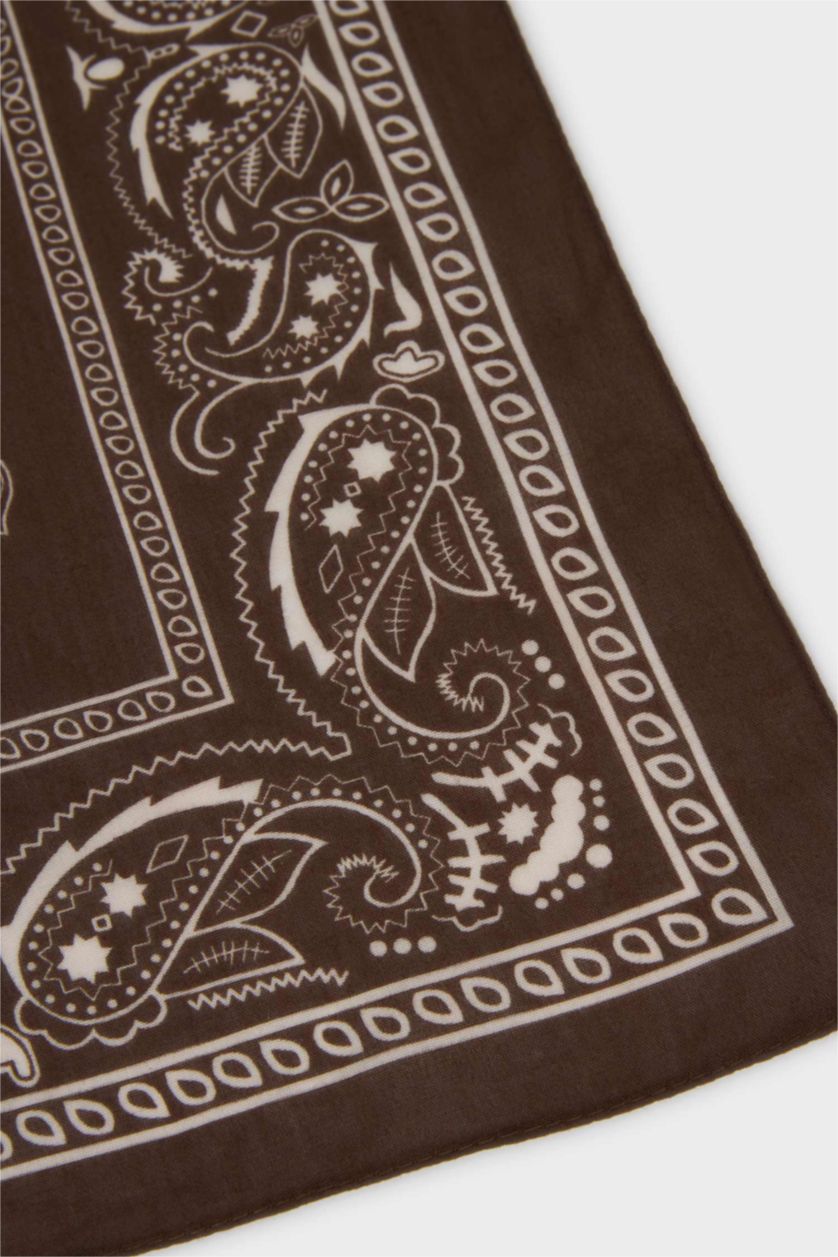 Kadın Koyu Kahve Kadın Desenli Pamuklu Bandana