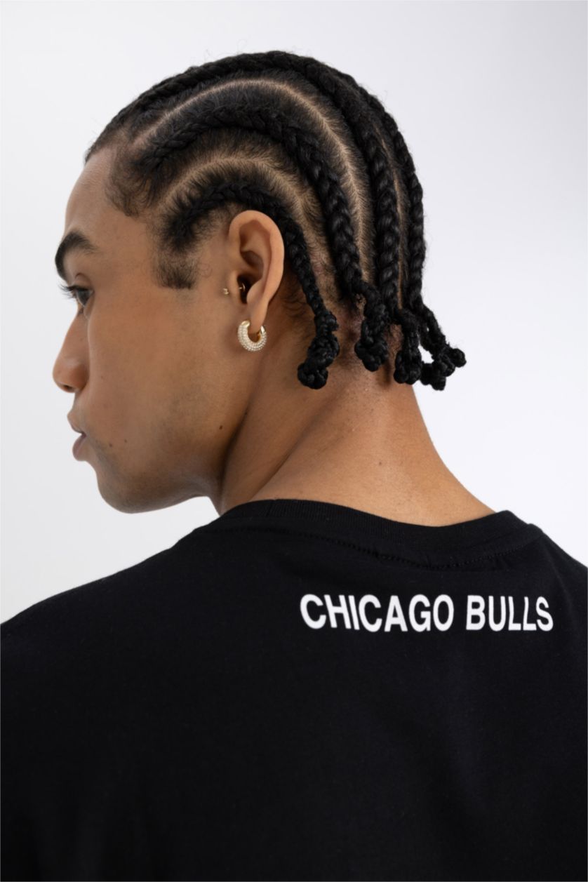 MAN Black DeFactoFit NBA Chicago Bulls Regular Fit Short Sleeve T-Shirt