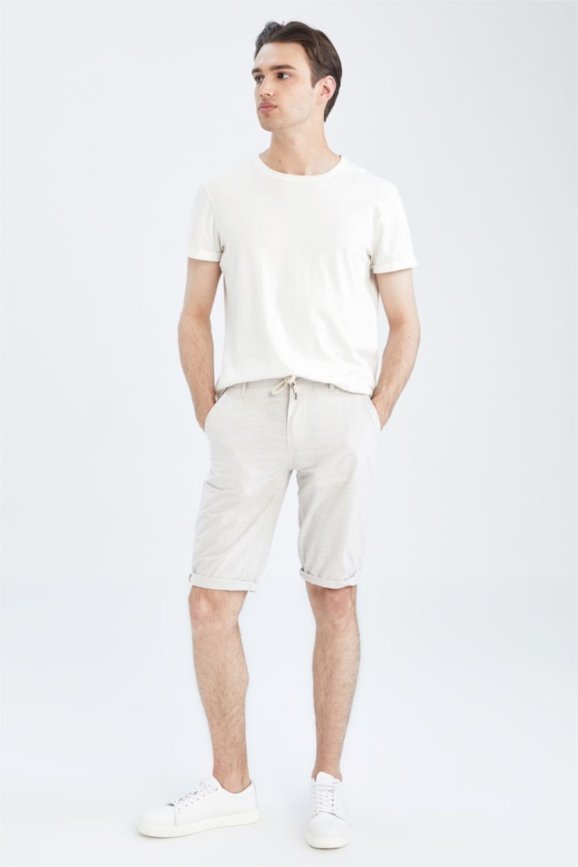 Erkek Bej Gabardin Bermuda