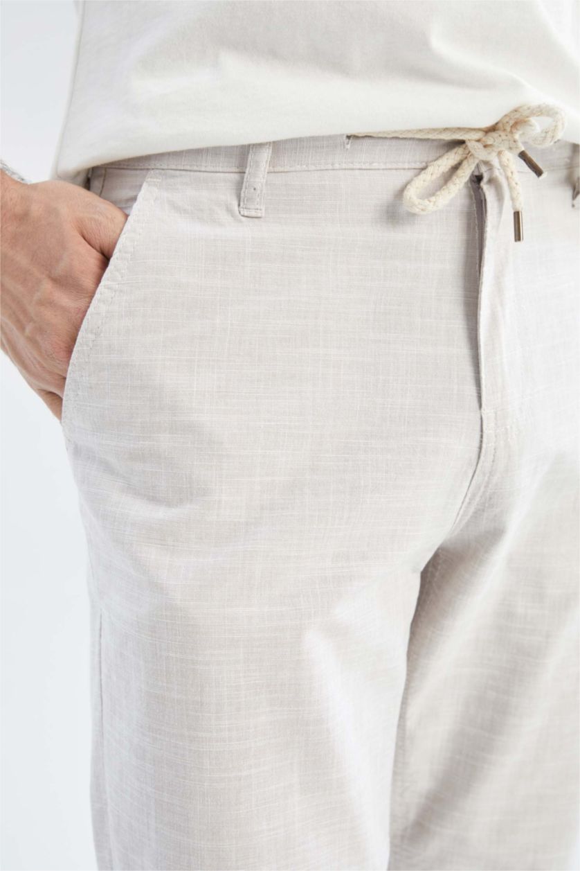 Erkek Bej Gabardin Bermuda