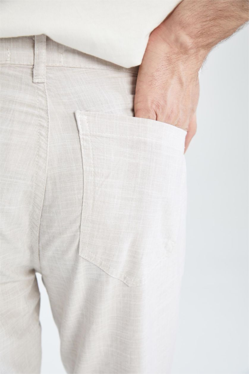 Erkek Bej Gabardin Bermuda