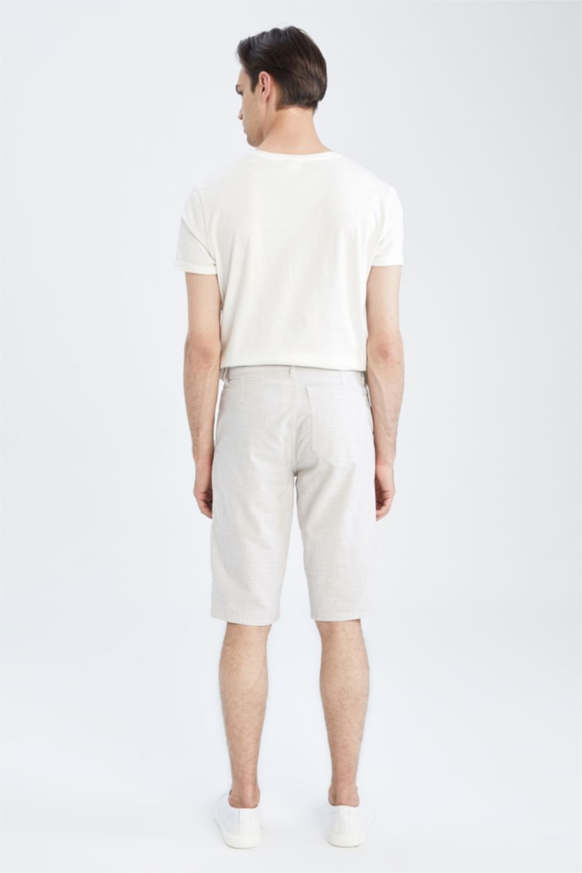 Erkek Bej Gabardin Bermuda