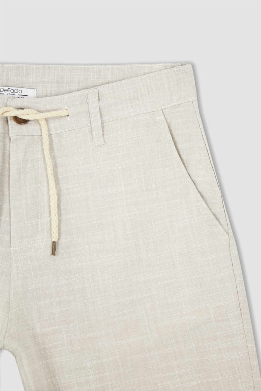 Erkek Bej Gabardin Bermuda