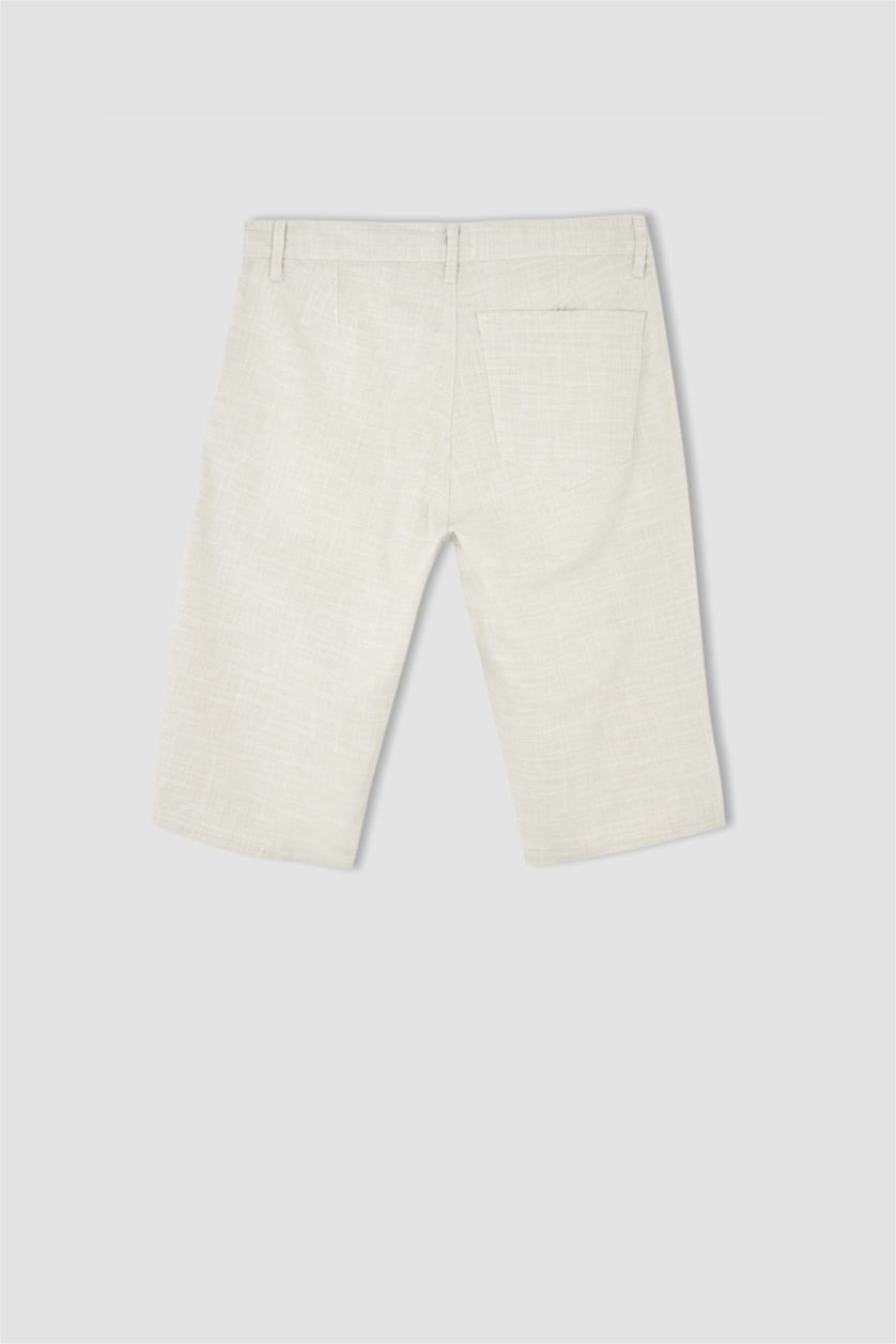 Erkek Bej Gabardin Bermuda