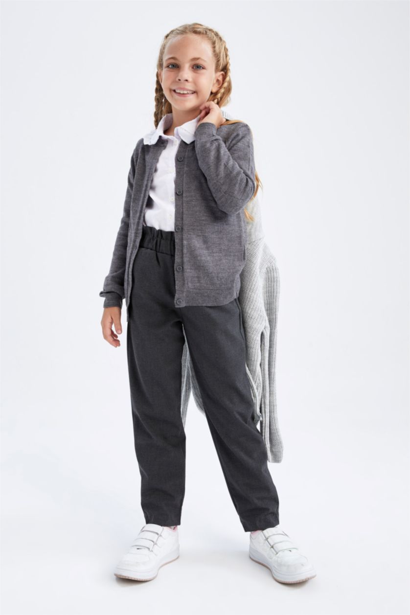 بنات ميلانج أنثرا جاكيت تريكو قصة عادية برقبة مستديرة