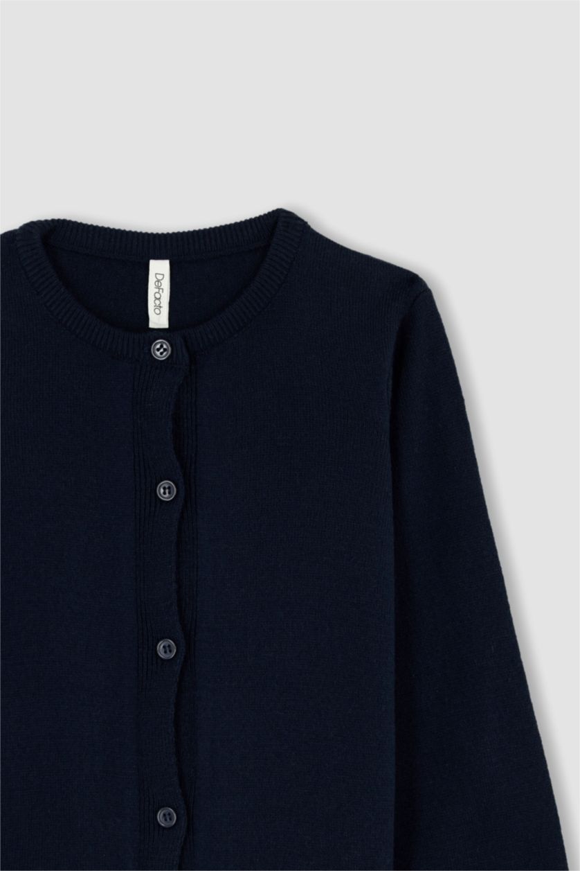 Kız Çocuk - Genç Kız Lacivert Kız Çocuk Lacivert Bisiklet Yaka Triko Okul Hırkası