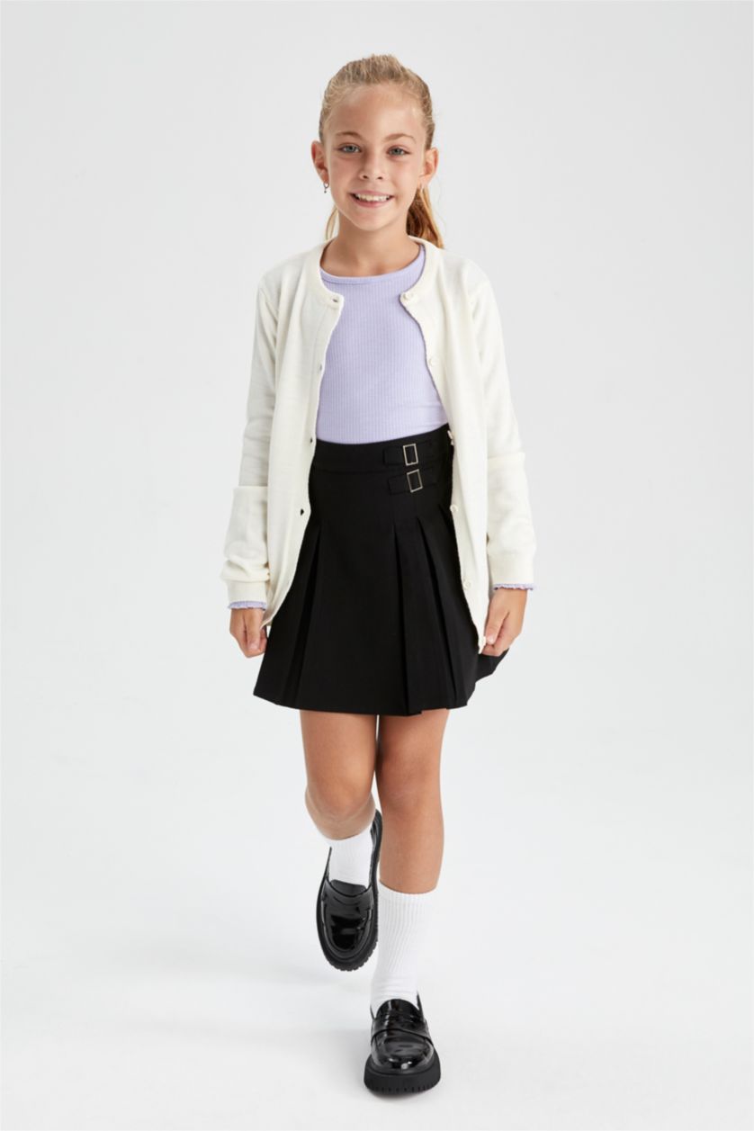 GIRLS & TEENS Beige Regular Fit Crew Neck Cardigan