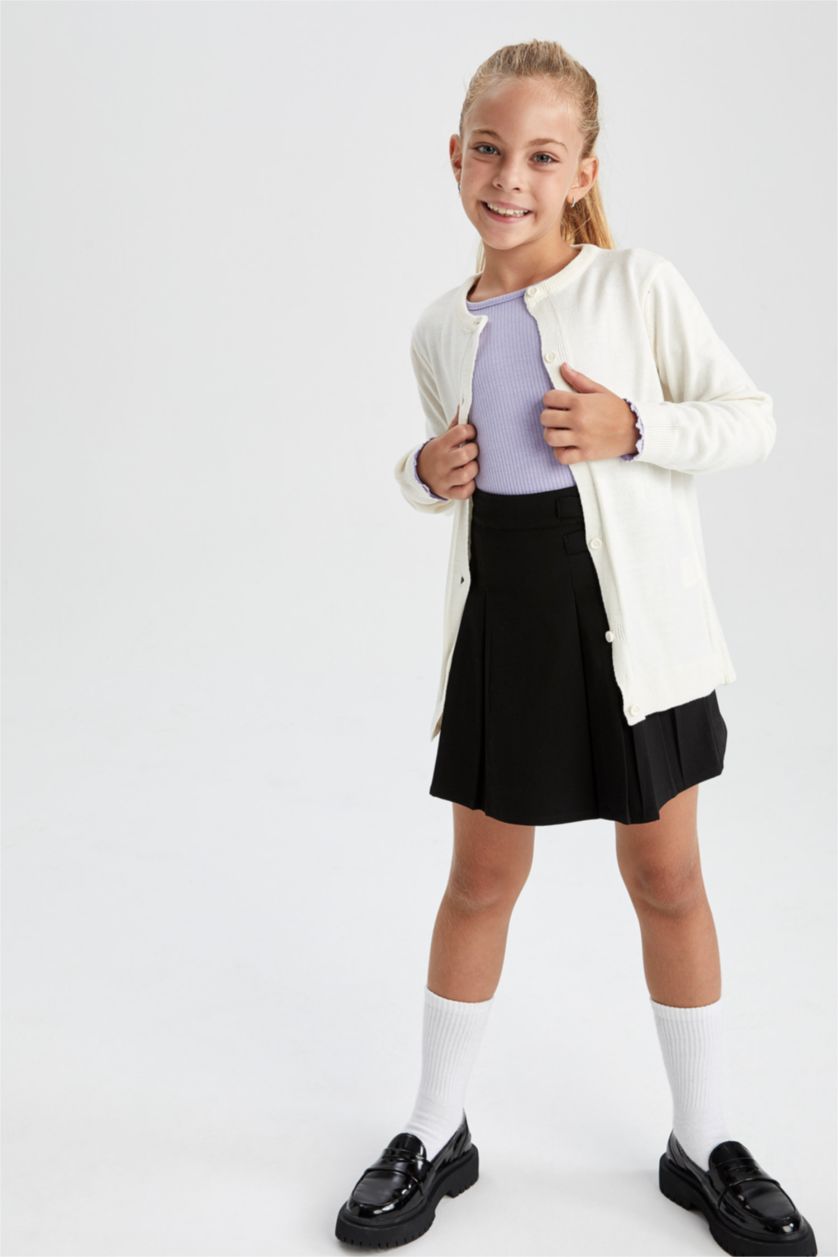 GIRLS & TEENS Beige Regular Fit Crew Neck Cardigan