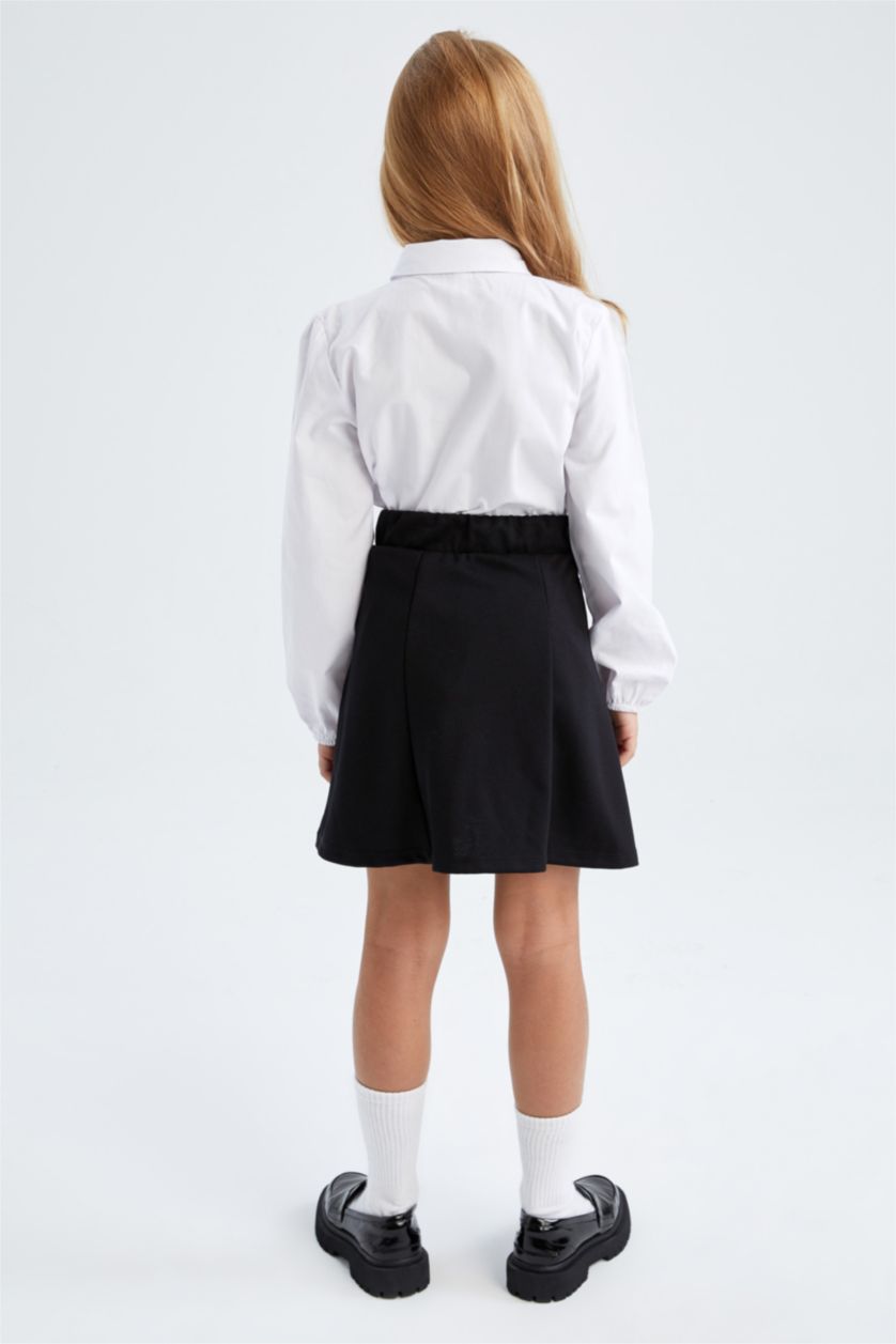 Kız Çocuk - Genç Kız Siyah Kız Çocuk Relax Fit Okula Dönüş Örme Pileli Etek