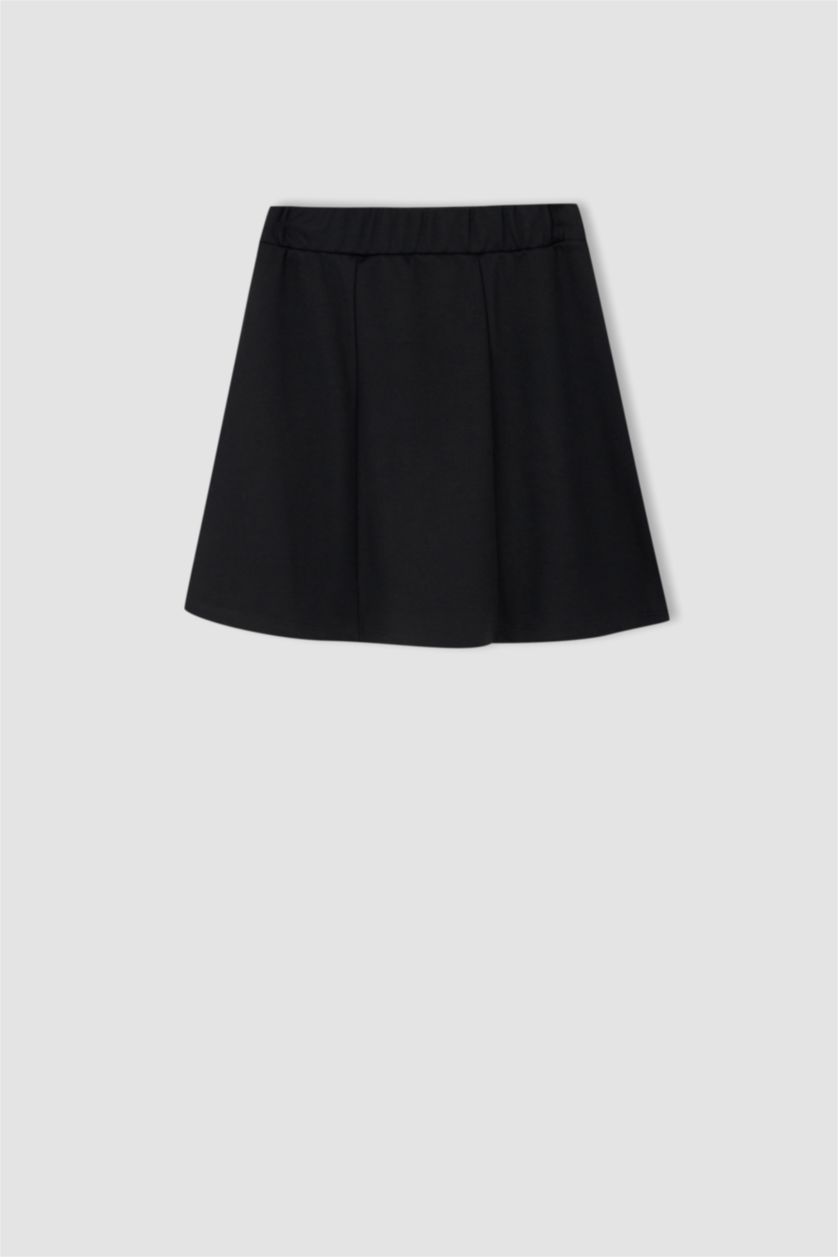 Kız Çocuk - Genç Kız Siyah Kız Çocuk Relax Fit Okula Dönüş Örme Pileli Etek