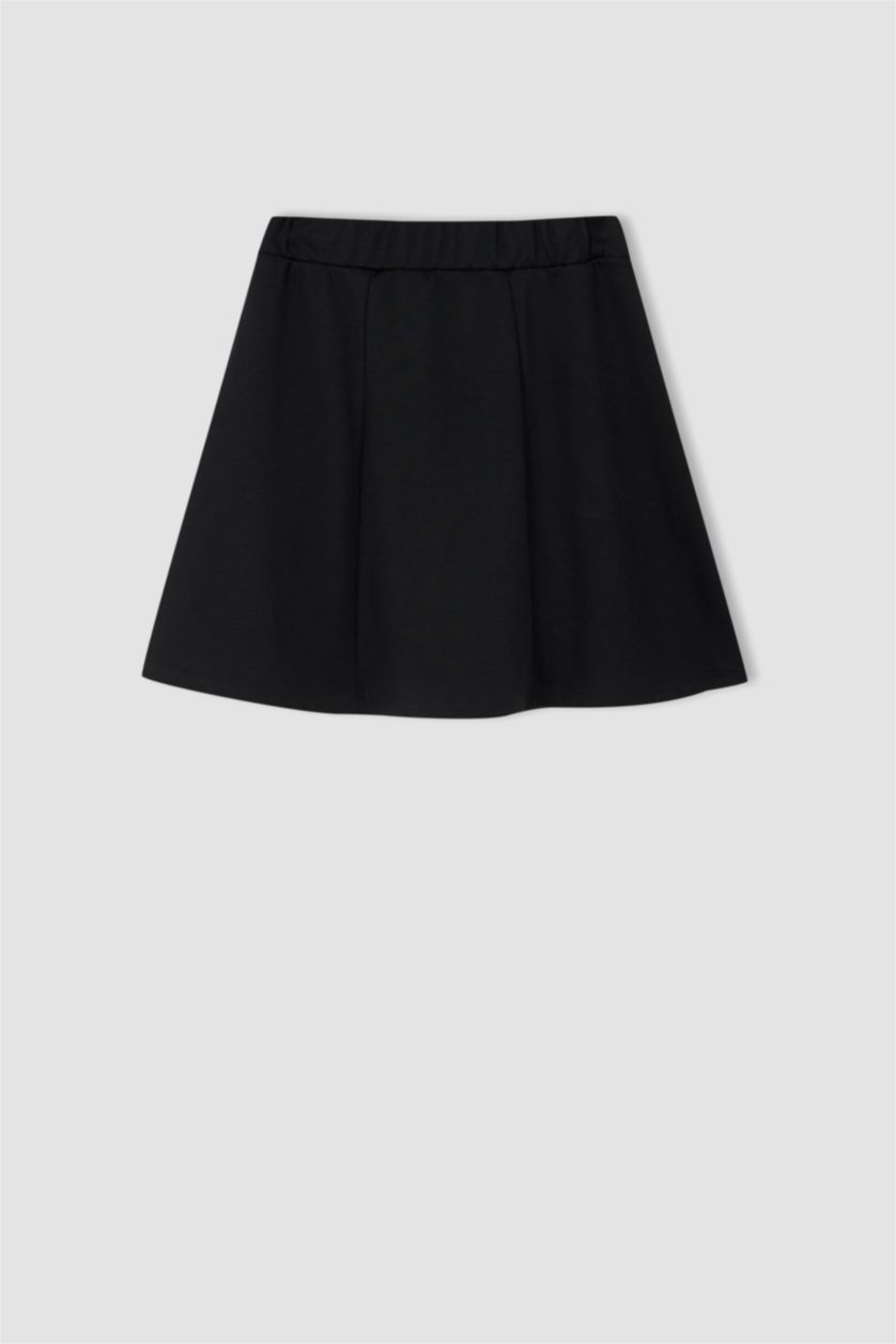 Kız Çocuk - Genç Kız Siyah Kız Çocuk Relax Fit Okula Dönüş Örme Pileli Etek