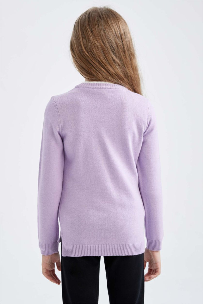 Kız Çocuk - Genç Kız Açık Lila Kız Çocuk Bisiklet Yaka Ekstra Yumuşak Kazak