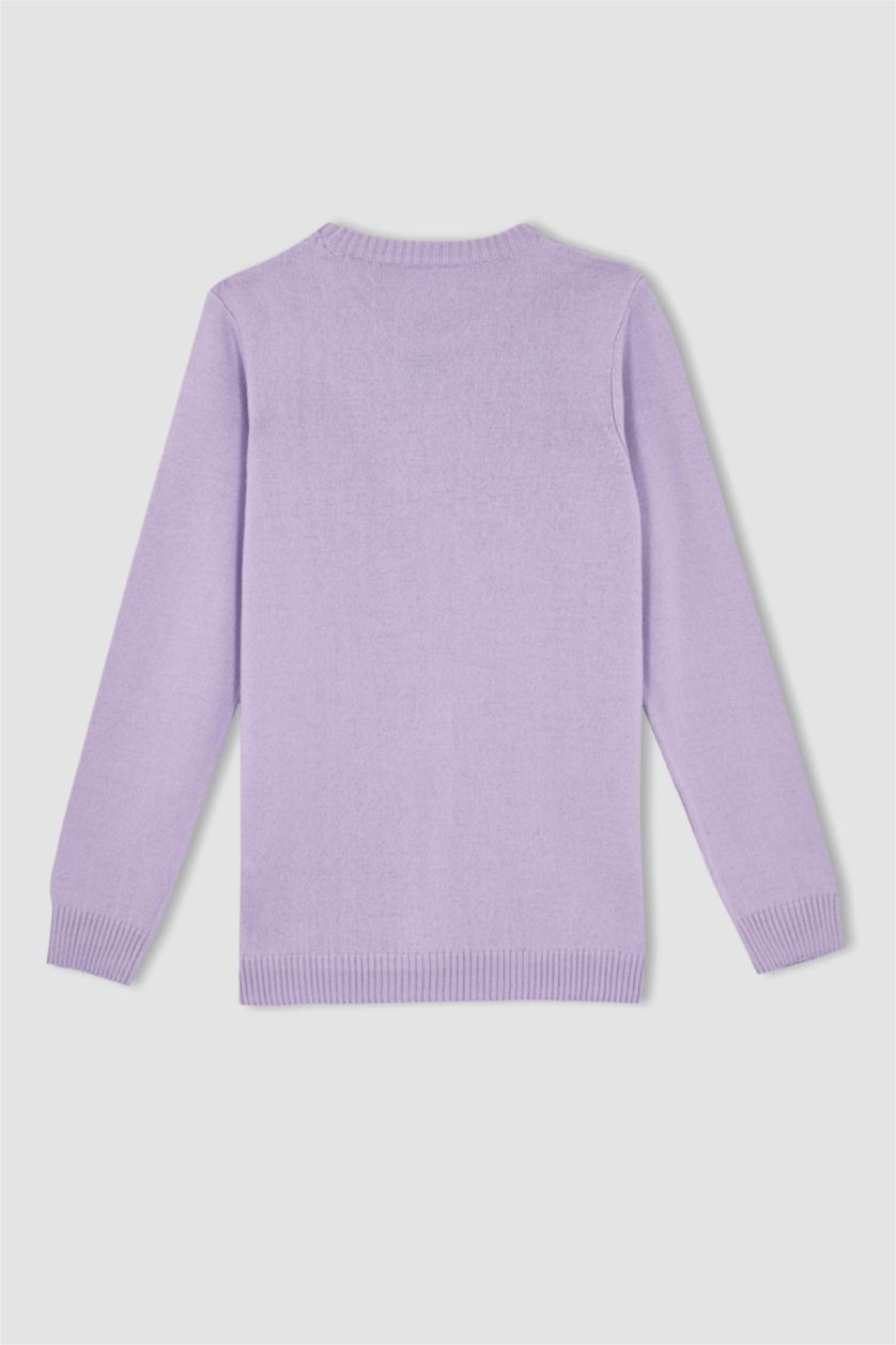 Kız Çocuk - Genç Kız Açık Lila Kız Çocuk Bisiklet Yaka Ekstra Yumuşak Kazak