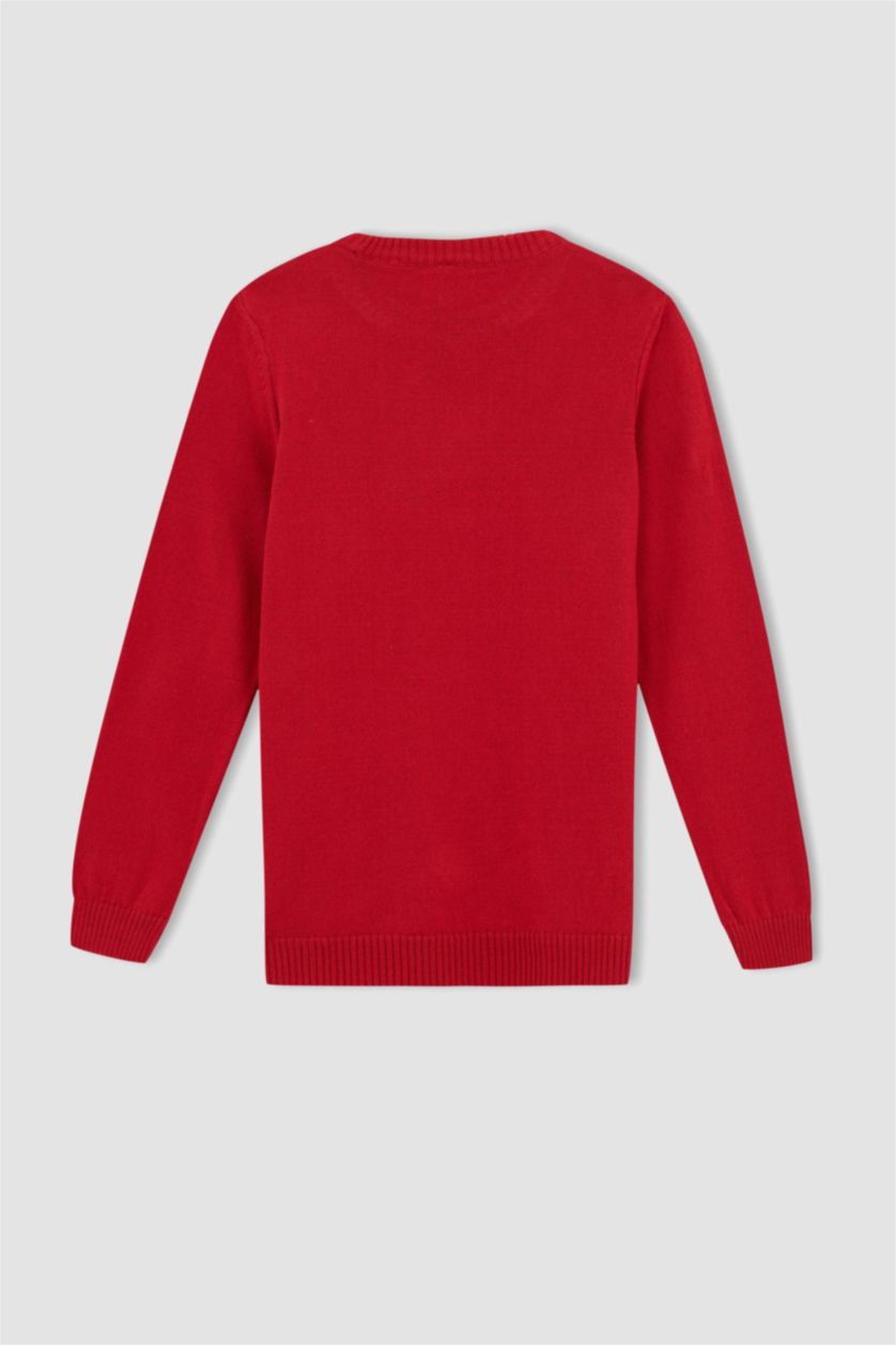 Kız Çocuk - Genç Kız Kırmızı Kız Çocuk Bisiklet Yaka Ekstra Yumuşak Kazak