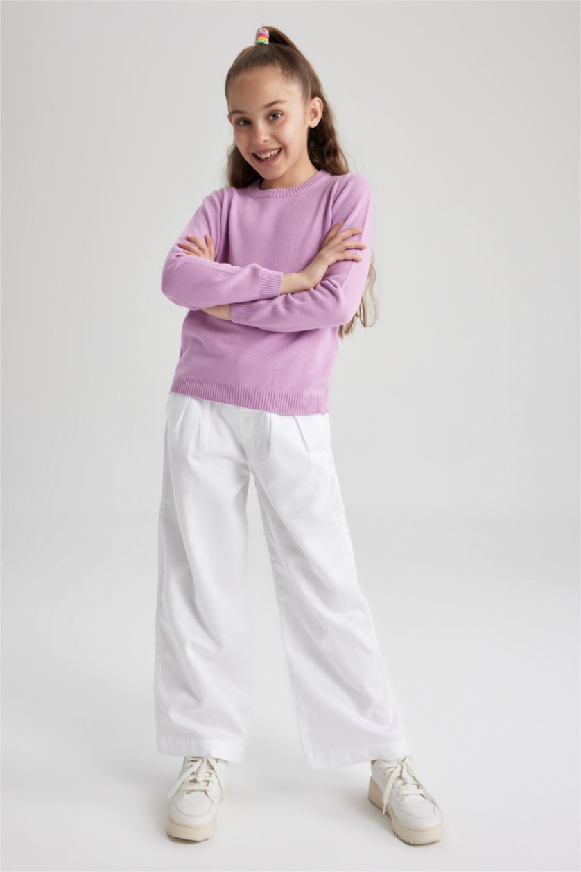 Kız Çocuk - Genç Kız Lila Kız Çocuk Bisiklet Yaka Okul Kazağı