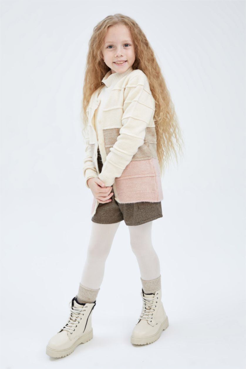 Kız Çocuk - Genç Kız Koyu Pembe Kız Çocuk Regular Fit Bisiklet Yaka Triko Hırka