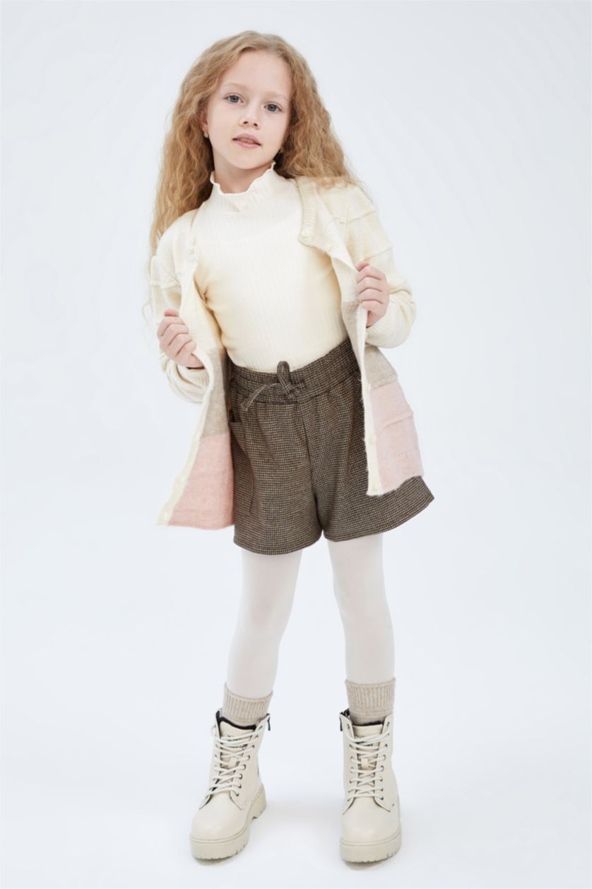 Kız Çocuk - Genç Kız Koyu Pembe Kız Çocuk Regular Fit Bisiklet Yaka Triko Hırka