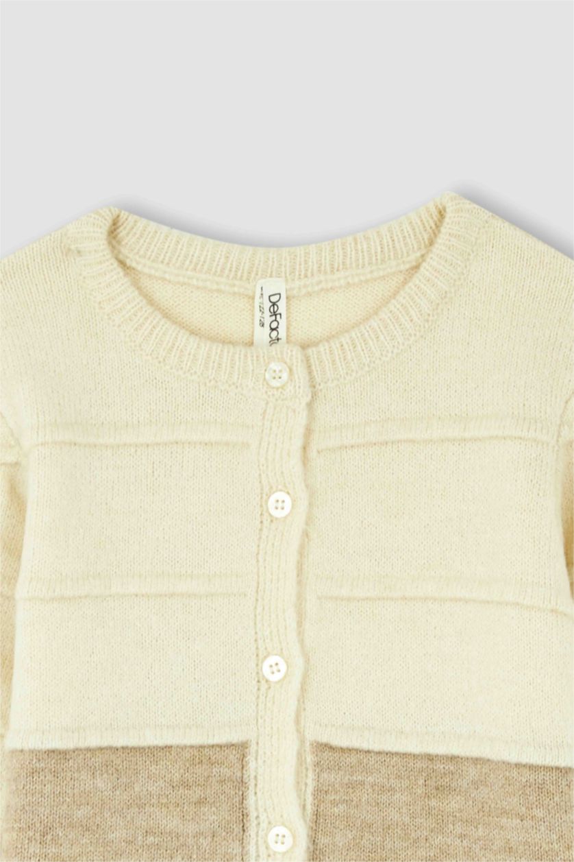 Kız Çocuk - Genç Kız Koyu Pembe Kız Çocuk Regular Fit Bisiklet Yaka Triko Hırka