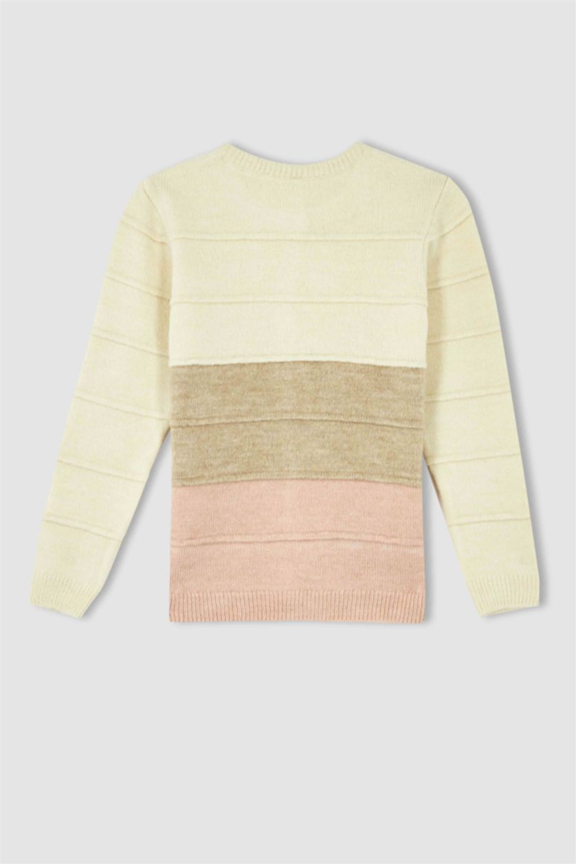 Kız Çocuk - Genç Kız Koyu Pembe Kız Çocuk Regular Fit Bisiklet Yaka Triko Hırka