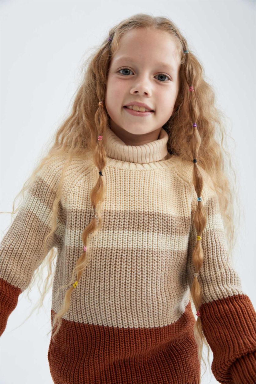 FILLES Orange Pull Tricot Col rond Fille