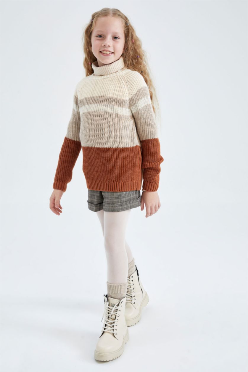 FILLES Orange Pull Tricot Col rond Fille