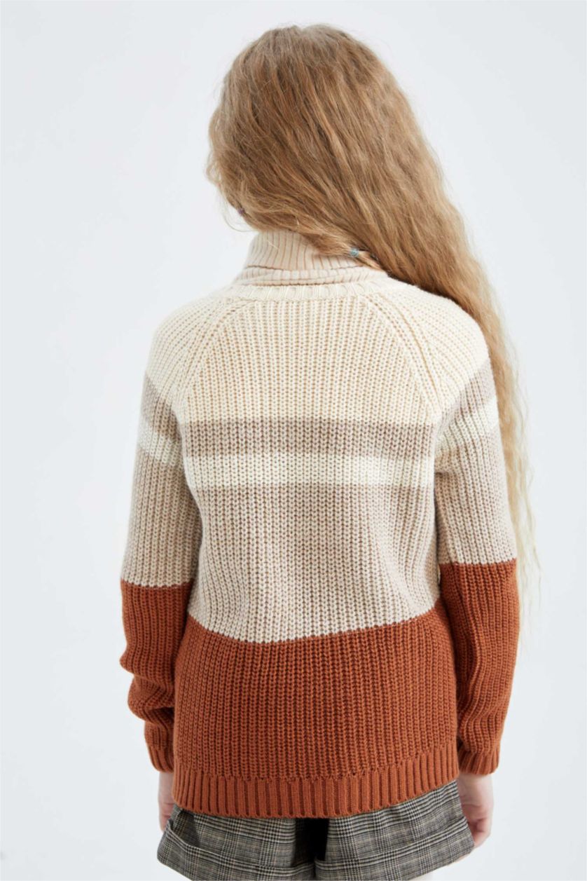 FILLES Orange Pull Tricot Col rond Fille