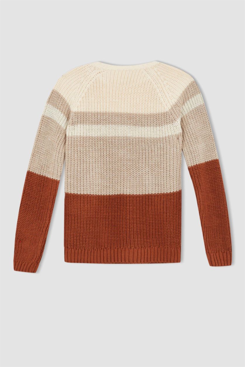 FILLES Orange Pull Tricot Col rond Fille