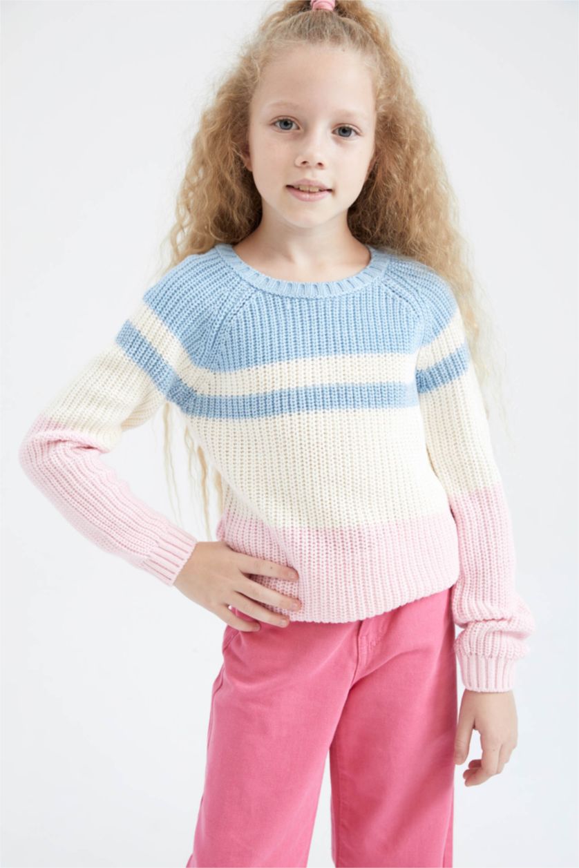 GIRLS & TEENS Light Pink Girl Regular Fit Crew Neck Pullover